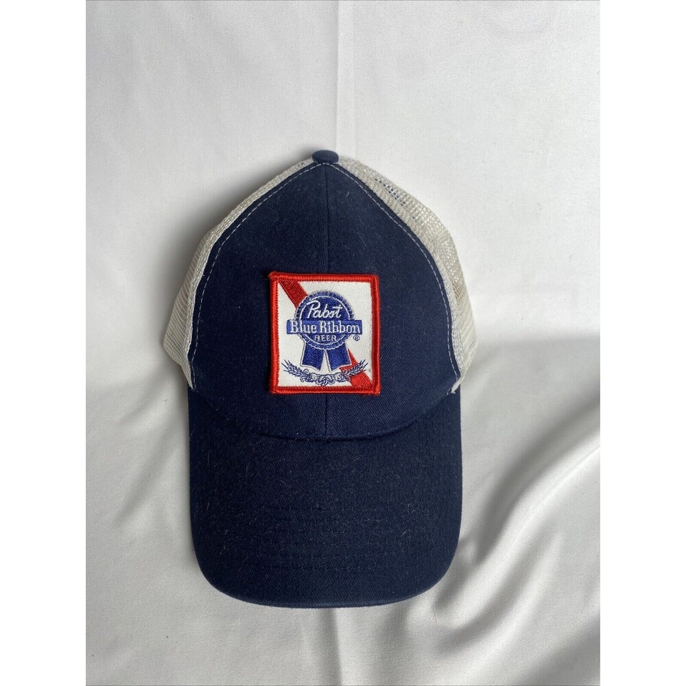 Pabst Blue Ribbon Brand PBR Beer Trucker Hat Official Distressed Hat Snapback